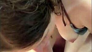 that horny bikini teen oils up for beach titjob and deep suck