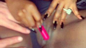 Wow! Sexy Black Model Vibes Tight Pussy For White Guy!