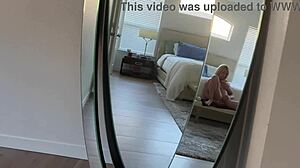 Hubby spies my swollen pussy vibing to orgasm.