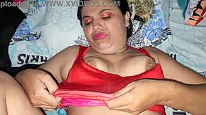 cum dripping over blonde's soft heaving tits after intense release