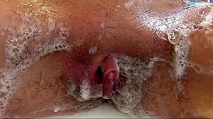 i feel my big clit throb as i shave hairy pussy close up to orgasm