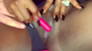 Wow! Sexy Black Model Vibes Tight Pussy For White Guy!