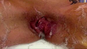 i feel my big clit throb as i shave hairy pussy close up to orgasm