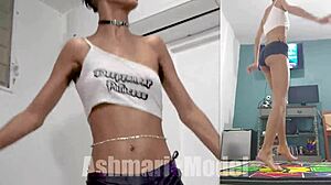 DANCE DANCE REVOLUTION BRALESS LATINA BUNNY FLASHES SKIRTLESS PUSSY AND TITS!