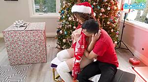 oops step sis unwraps her huge ass for xmas i bend her over doggystyle cum on those big tits