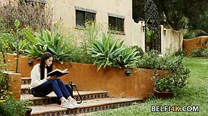 Two brunette lesbians discover their hairy pussies crave deep scissoring love