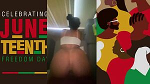 Petite ebony teen pussy stretched by massive black cock on juneteenth