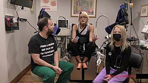 CHANNY CROSSFIRE'S NURSE GLOVES SPREAD SHAVED PUSSY WIDE IN HOSPITAL PHYSICAL FETISH!