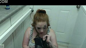 Tears of Joy: Degraded Redhead Slave Gulps Cum from Master's Boot
