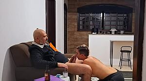 brunette skips rent payment by riding collector's cock missionary after footjob and wet pussy lick