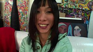 Asian milf Miako fucks white man's huge cock deep