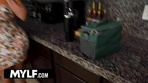 stepmom pornstar slut drilled deep doggystyle then filled with cum