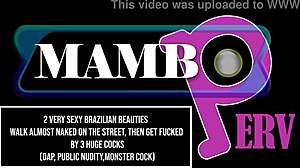 two sexy brazilian sluts walk naked on street fucked by three huge cocks dap anal only ass to mouth public