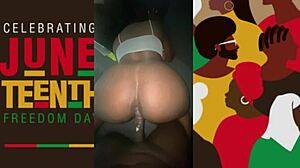 Petite ebony teen pussy stretched by massive black cock on juneteenth