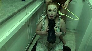 Tears of Joy: Degraded Redhead Slave Gulps Cum from Master's Boot