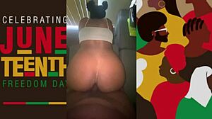 Petite ebony teen pussy stretched by massive black cock on juneteenth