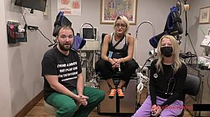 CHANNY CROSSFIRE'S NURSE GLOVES SPREAD SHAVED PUSSY WIDE IN HOSPITAL PHYSICAL FETISH!