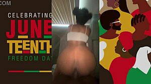 Petite ebony teen pussy stretched by massive black cock on juneteenth