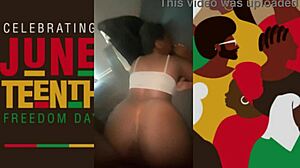 Petite ebony teen pussy stretched by massive black cock on juneteenth