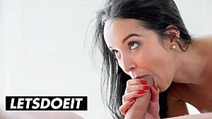 WOW! BRUNETTE BABE FRANCYS BELLE CUMS HARD IN MOUTH FROM LOVER'S PASSIONATE FUCKING!