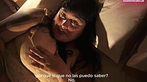 Mi hermanastro me revienta la garganta con su pija gorda después de luchar!!