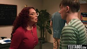 horny teen students double penetrate big tit milf teacher right in classroom