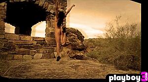 Stunning black milf briana ashley strips lingerie revealing huge natural tits outdoors