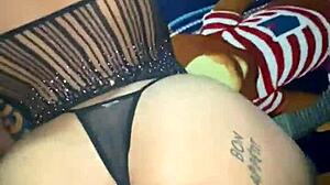 Thick Latina Booty Bounces Wildly in Sheer Stockings