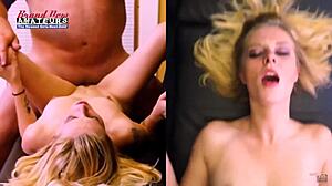 Skinny Inked Blonde Jerks Cock Before Bent Over Pussy Domination And Facial