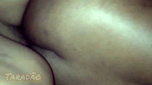 Fat ebony begs for cum while moaning sideways anal pounding