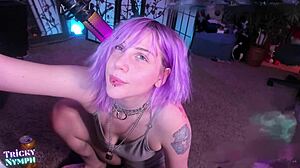 curvy emo redhead nympho fingers pussy while pole dancing sexy on cam