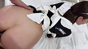 Hotel cleaning lady with big ass bends over for stranger's bareback pounding