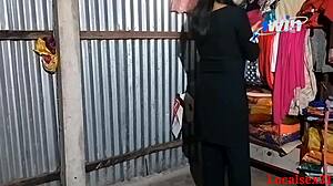 Indian Girlfriend Bent Over Doggystyle Anal Fuck in Black Dress Webcam