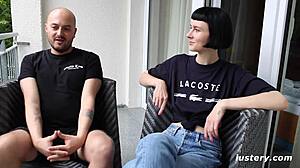 LUSTERY SUBMISSION 704 JUAN & DELFINE - HANDCUFFED AFTER-PARTY DOGGY CUMSHOT!