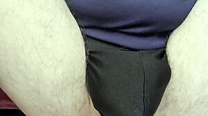 huge 13.5 inch girth anal toy stretches solo guy's gaping ass