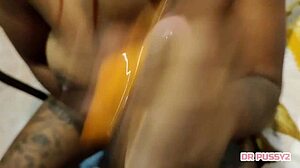 ebony babe deepthroats monster black cock slow motion facial