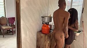oh god my pussy squirts everywhere from huge cock pounding in kitchen