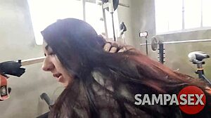 natty hot endures hardcore anal creampie fisting workout at gym