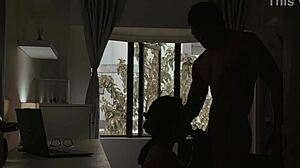 Curvy Porn Model Hooks Up with Tiny Roommate in Home Office