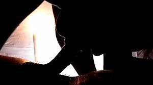 under candlelight, these amateurs give a romantic deep blowjob at the wild party with big cocks everywhere