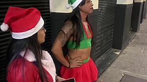 Friends Tease Big Cock Surprise During Holiday Fun Together