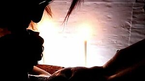 under candlelight, these amateurs give a romantic deep blowjob at the wild party with big cocks everywhere
