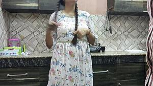 Desi Jija Pins Sali Bent Over Kitchen Counter Ripping Clothes for Hardcore Pussy Pounding with Dirty Hindi Talk