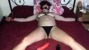 tied blindfolded to bed gagged waiting for stranger choke me