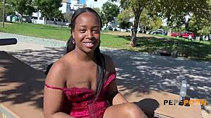 Ebony Goddess Paris Overwhelmed as Pussy Drilled by Massive Cock