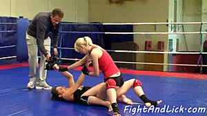 Euro Lesbians Wrestle Wild in Panties Before Devouring Each Other Orally