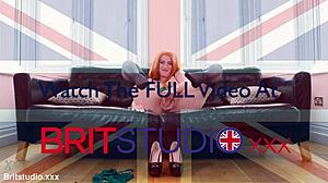 Nerdy British Redhead Victoria Greene Strips Lingerie for Foot Fetish JOI in Heels and Barefoot Tease