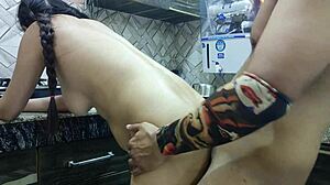 Desi Jija Pins Sali Bent Over Kitchen Counter Ripping Clothes for Hardcore Pussy Pounding with Dirty Hindi Talk