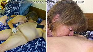 granny carmen gags on cock deepthroat swallows cum like slut