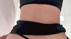 amateur latina brunette nalgona poses for photoshoot then cums on her juicy ass